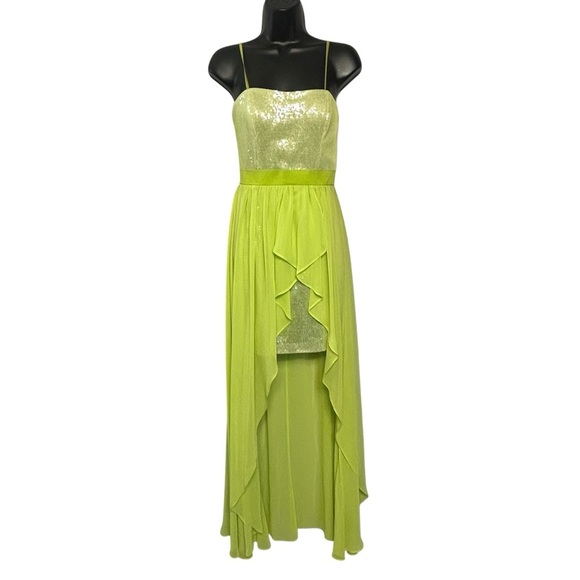 Cache Vintage Lime Green Dress Mini Maxi Size 0 New NWT Y2K - Picture 2 of 4
